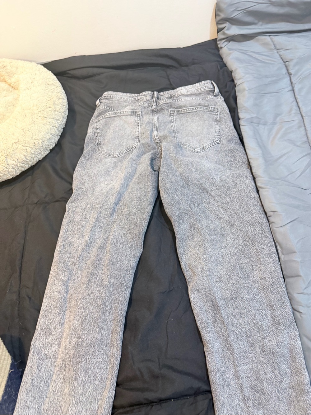 Denim&Co Women's Acid Wash Gray Straight Leg Jeans